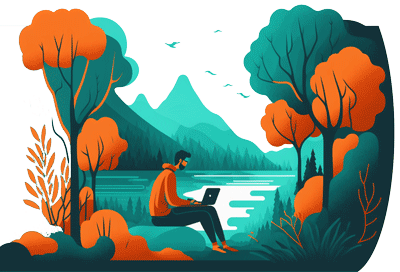 illustration homme travaillant dans la nature